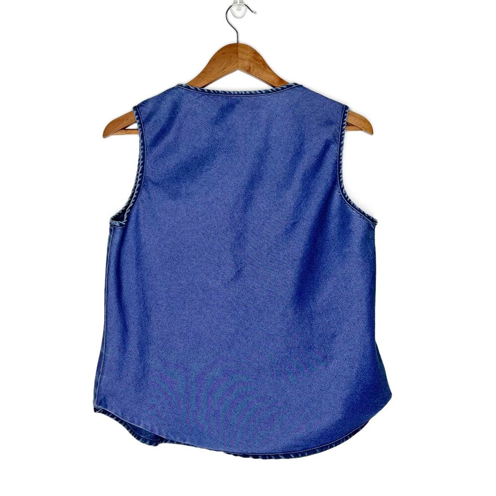 Vintage 90s Howard Wolf Sleeveless Chamabray Denim Tank Top Medium - Picture 3 of 10
